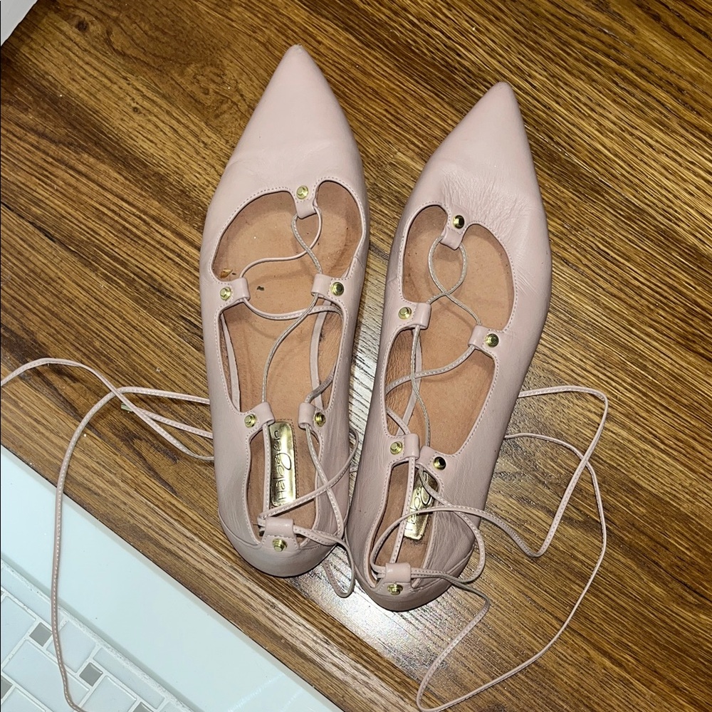 Halogen Blush Lace-Up Flats